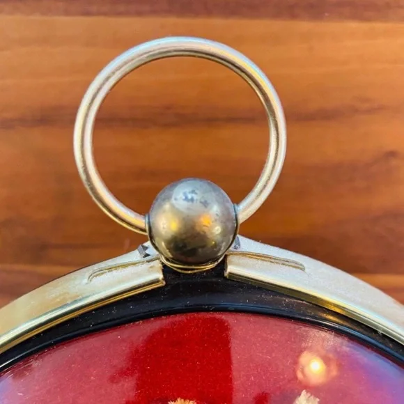 Vintage Belgian Floral Wall Art – Dried Flower Bouquet in Red Velvet Oval Frame - Picture 7 of 11